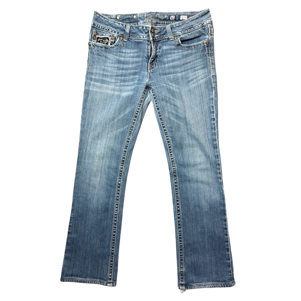 Miss Me Jeans Womens 32 Bootcut JP5002-6 Blue Embroidered Rhinestone JP5002-6